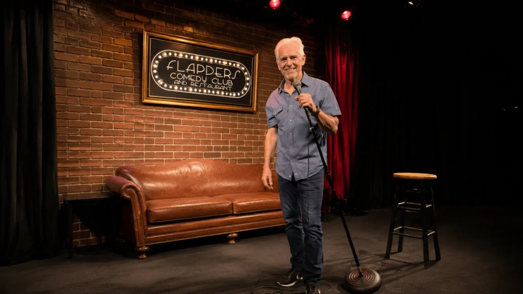 Carlos Alazraqui performing stand-up comedy on stage