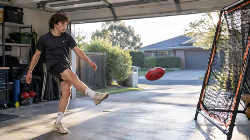 Josh Lindsay practicing his kicking routine that shaped his AFL game