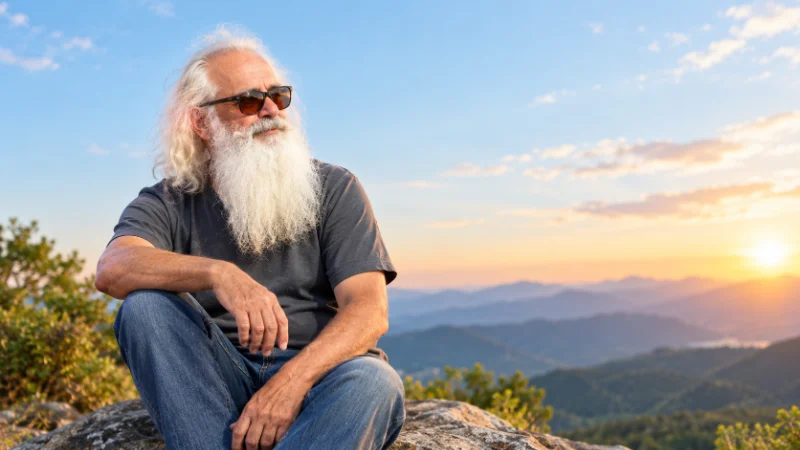 Rick Rubin sitting in his home recording studio