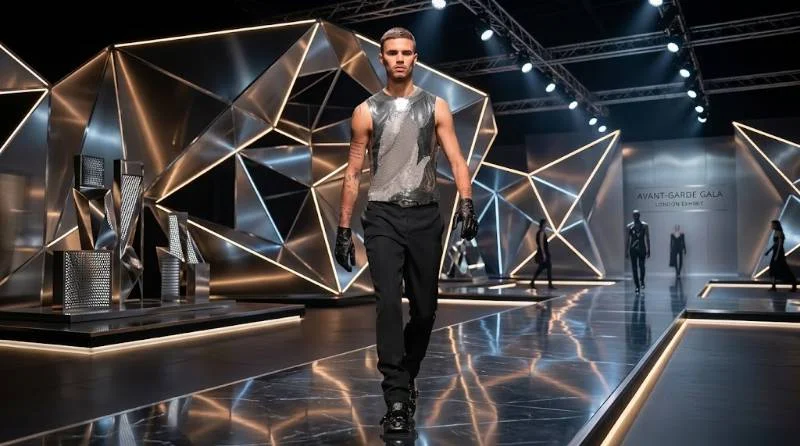 Romeo Beckham walking the runway at a fashion week show